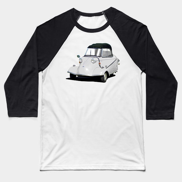 Messerschmitt bubble car in white Baseball T-Shirt by candcretro